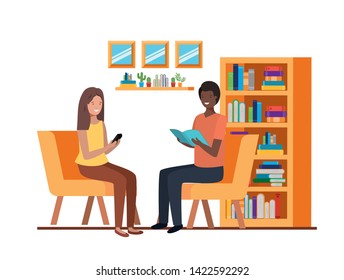 couple sitting in the work office avatar character