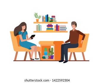 couple sitting in the work office avatar character