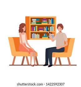 couple sitting in the work office avatar character