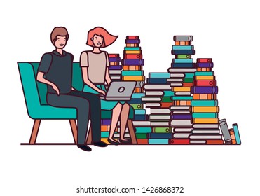 couple sitting in the work office avatar character