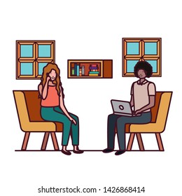 couple sitting in the work office avatar character