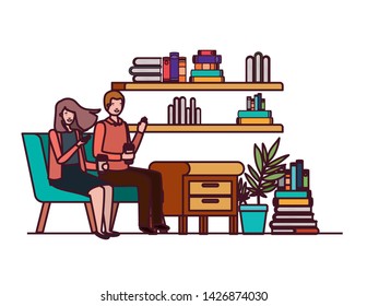 couple sitting in the work office avatar character