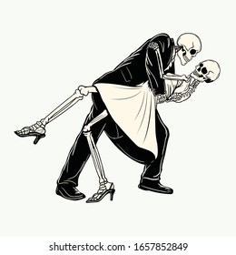 Couple skull romantic dance vector illustration