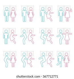 Couple Sleeping Position on Bed Icon Symbol Sign Pictogram