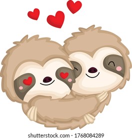 a couple of sloth in love hugging each other