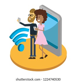 Couple with smartphone