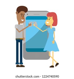 Couple with smartphone