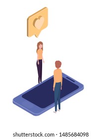 couple of with smartphone screen and email notifications