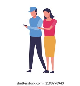 couple with smartphones