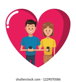 Couple with smartphones