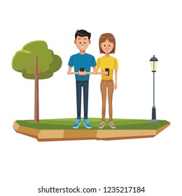 Couple with smartphones