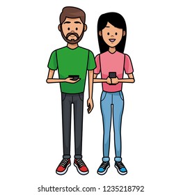 Couple with smartphones
