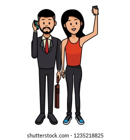 Couple with smartphones