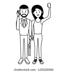Couple with smartphones
