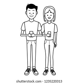 Couple with smartphones