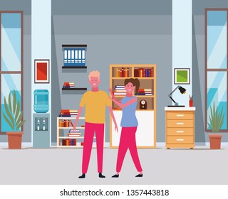 Couple smiling cartoon