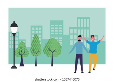 Couple smiling cartoon