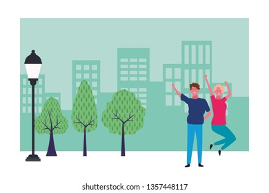 Couple smiling cartoon