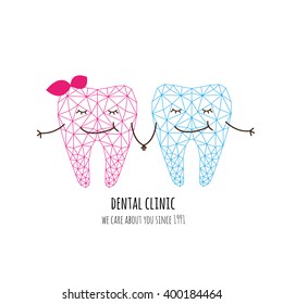 A couple of smiling teeth. Polygonal illustration.