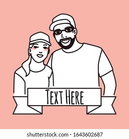  couple smiling. Vector illustration in cartoon style.