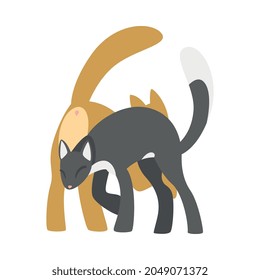 Couple of Smooth Coated Cat in Love Fawning and Cuddling Vector Illustration