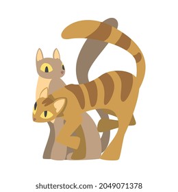 Couple of Smooth Coated Cat in Love Fawning and Cuddling Vector Illustration