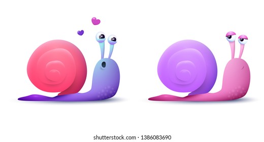 couple snail vector on a white background