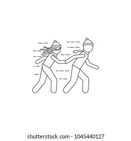 couple and snow storm icon. Element of winter elements illustration. Thin line  illustration for website design and development, app development. Premium icon on white background