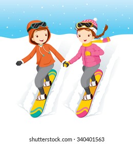 Couple Snowboarding, Activity, Travel, Winter, Season, Vacation