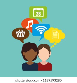 couple with social media icons