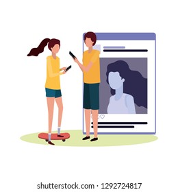 couple with social network profile avatar character