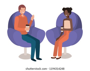 couple in sofa drinking coffee