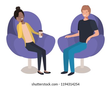 couple in sofa drinking coffee