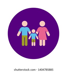 Couple with a son Icon in a Circle Shape with Purple Background