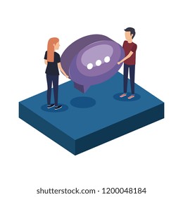 couple with speech bubble