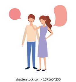 couple with speech bubble avatar character