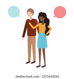 couple with speech bubble avatar character