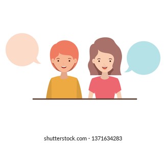 couple with speech bubble avatar character
