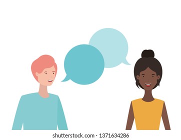 couple with speech bubble avatar character