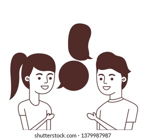 couple with speech bubble avatar character