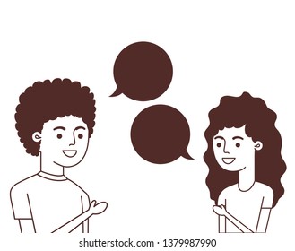 couple with speech bubble avatar character