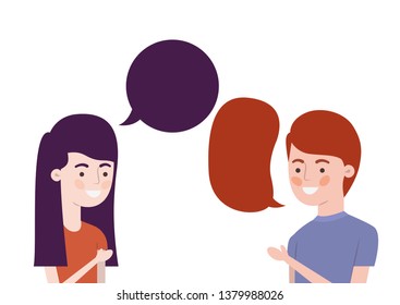 couple with speech bubble avatar character
