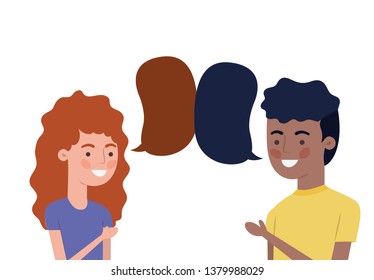 couple with speech bubble avatar character