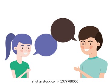 couple with speech bubble avatar character