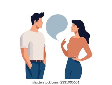 Couple with speech bubble avatar character vector illustration