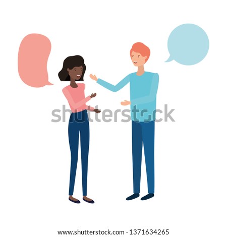 couple with speech bubble avatar character