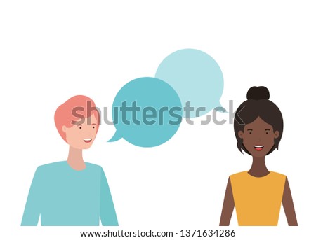 couple with speech bubble avatar character