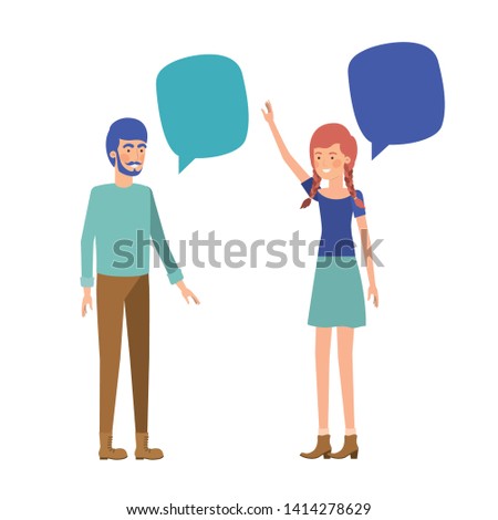 couple with speech bubble avatar character