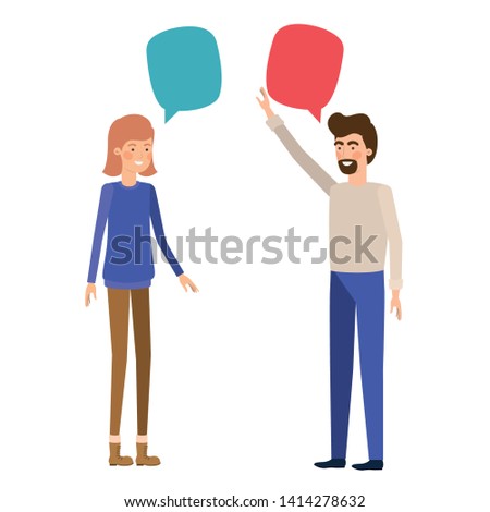 couple with speech bubble avatar character
