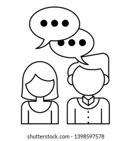 couple with speech bubble in black and white